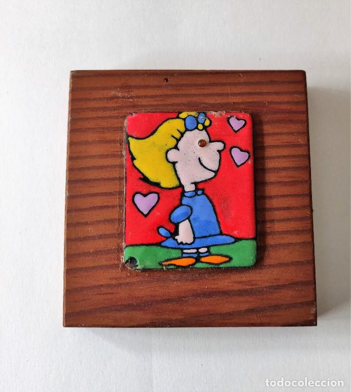 Vintage: Cuadro esmalte y madera - Foto 1