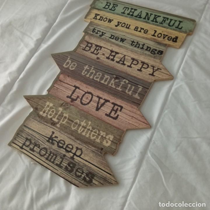 Vintage: CARTEL DE MADERA CON MENSAJES EN INGLES - Foto 2