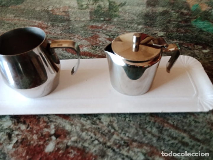 Vintage: Cafetera o tetera y lechera de acero inoxidable - Foto 3