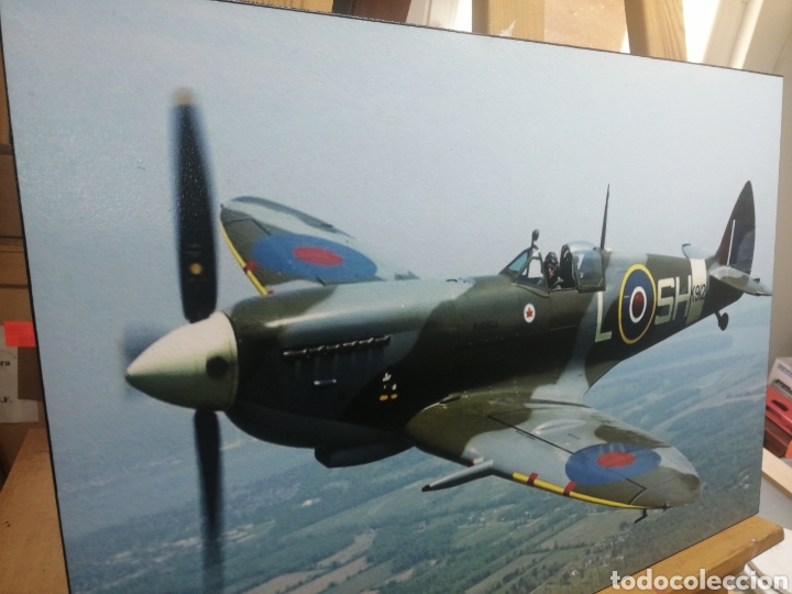 Vintage: Cuadro del Avion Supermarine Spitfire de la RAF en madera - Foto 2