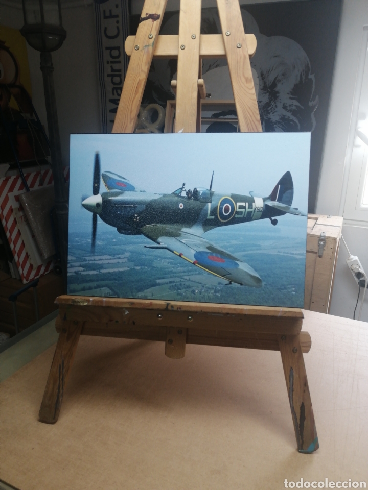 Vintage: Cuadro del Avion Supermarine Spitfire de la RAF en madera - Foto 7