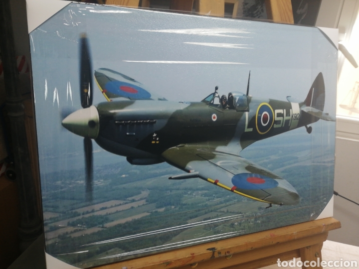 Vintage: Cuadro del Avion Supermarine Spitfire de la RAF en madera - Foto 8