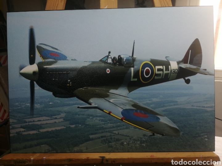 Vintage: Cuadro del Avion Supermarine Spitfire de la RAF en madera - Foto 1