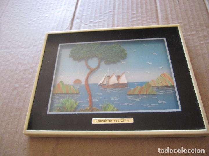 Vintage: PRECIOSO CUADRITO REALIZADO EN CORCHO RECUERDO DE IRUN A&Ntilde;OS 70S