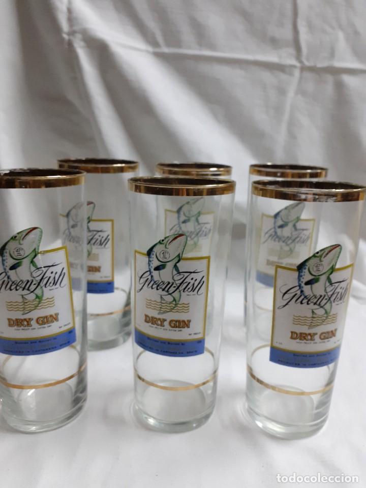 Vintage: 6 vasos Dry Gin Green Fish - Foto 3