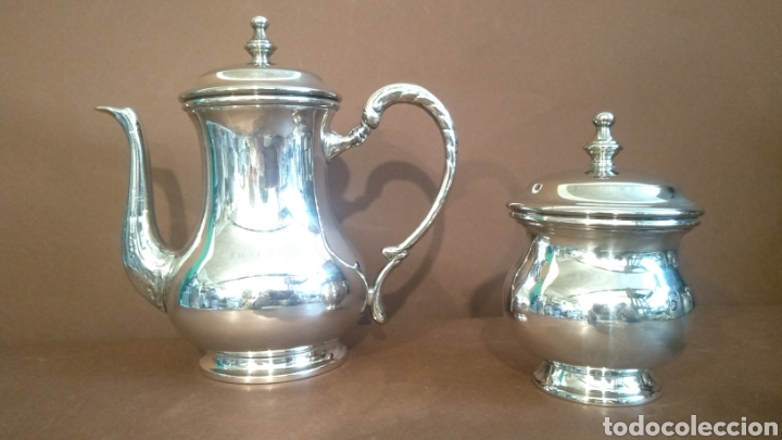 Vintage: Cafetera y azucarero metal plateado - Foto 2