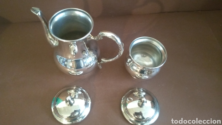 Vintage: Cafetera y azucarero metal plateado - Foto 5