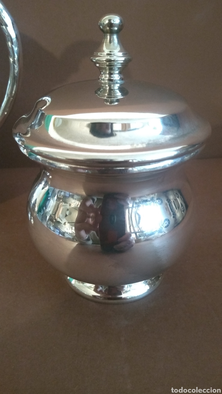 Vintage: Cafetera y azucarero metal plateado - Foto 4