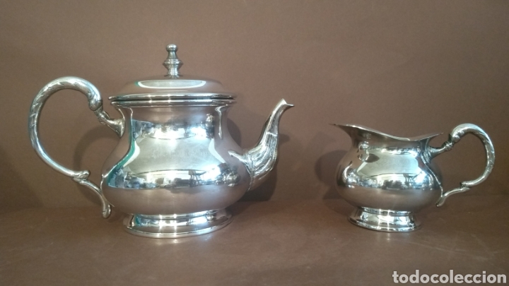 Vintage: Tetera y lechera metal plateado - Foto 1