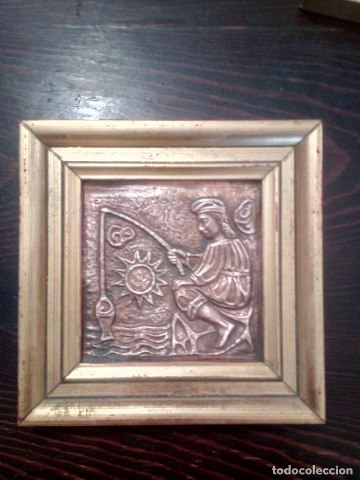 Vintage: CUADRO COBRE PESCADOR - Foto 1