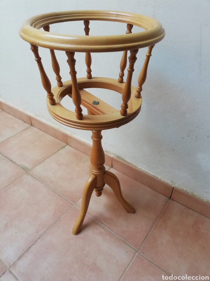 Vintage: MACETERO DE PIE EN MADERA PINO. III - Foto 9