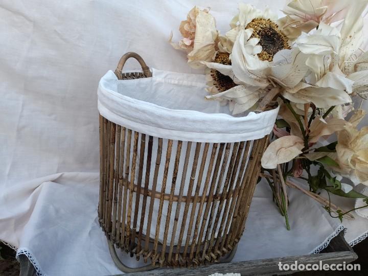 Vintage: Cesta de bamb&uacute; con funda - Foto 2