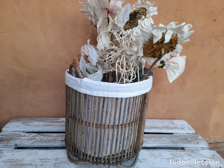 Vintage: Cesta de bamb&uacute; con funda - Foto 3