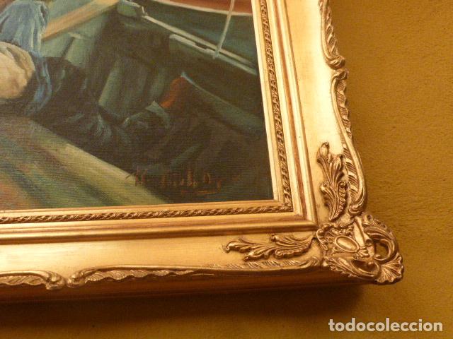 Vintage: CUADRO SOBRE LIENZO Y MARCO BARROCO. - Foto 2