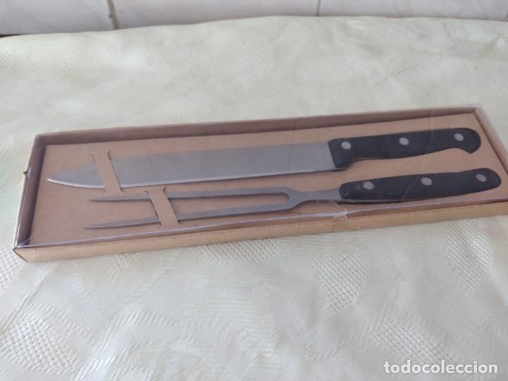 Vintage: Conjunto de cuchillo y tenedor de trinchar,inox. - Foto 1