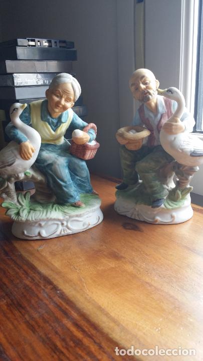 Vintage: ABUELOS CON OCAS, PATOS, porcelana