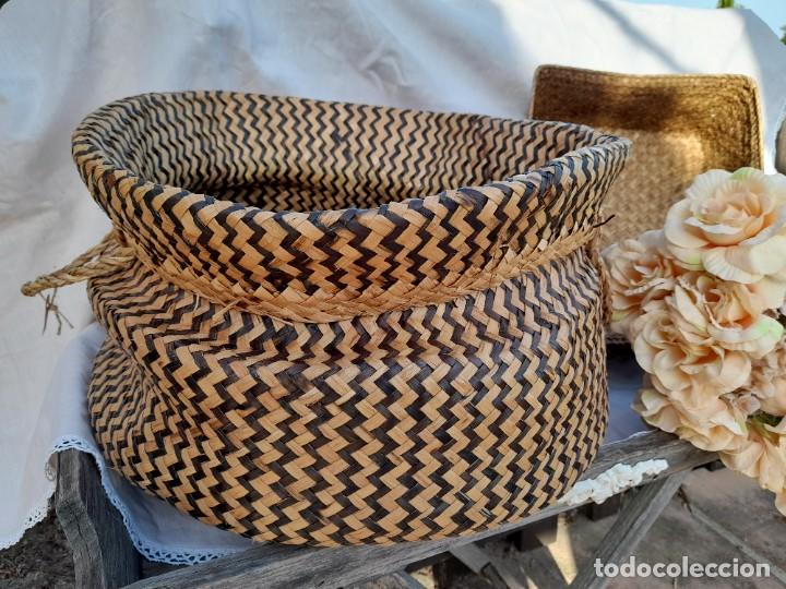 Vintage: Cesta fibras naturales - Foto 3