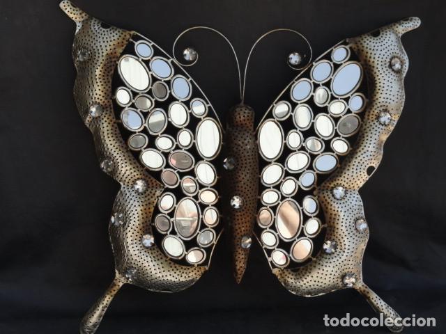 Vintage: MARIPOSA METAL CON PEQUE&Ntilde;OS ESPEJOS.