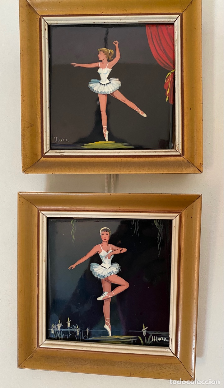 Vintage: Pareja pinturas sobre azulejo . Mora