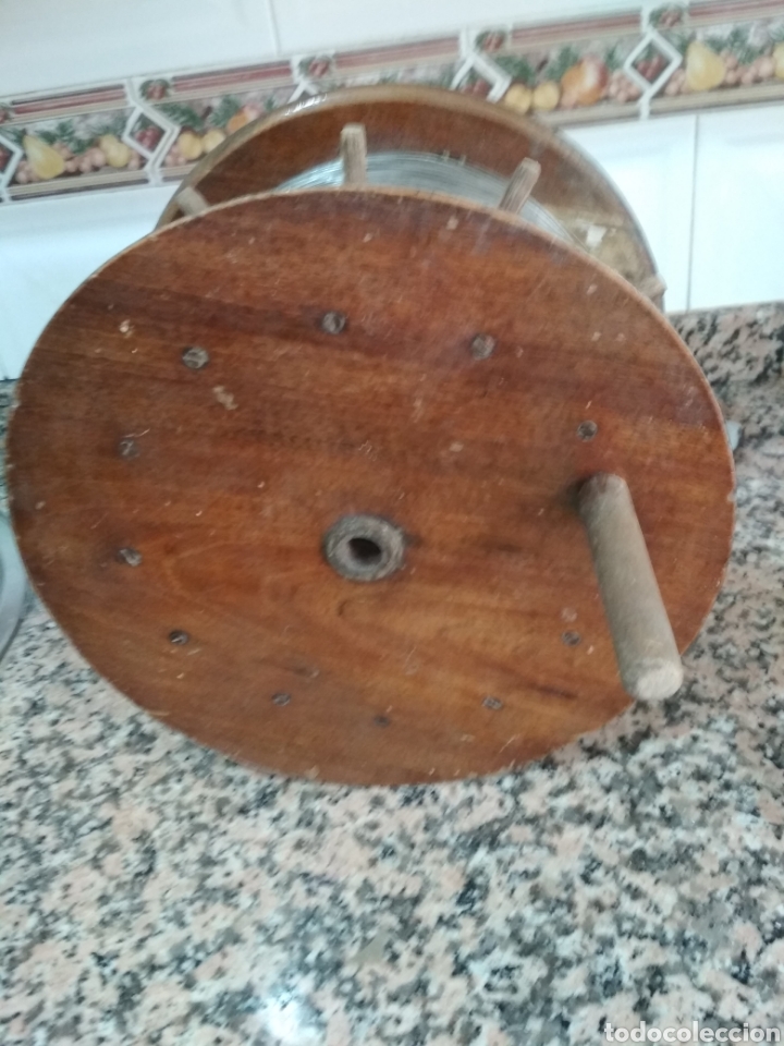 Vintage: GRAN CARRETE DE PESCA EN MADERA - Foto 11