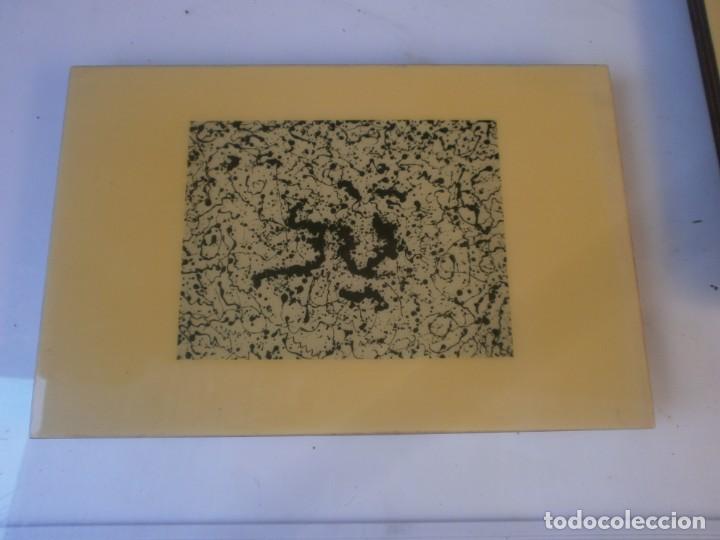 Vintage: Vintage cuadro abstracto esmalte resina, tabla 32,5X22 cm.