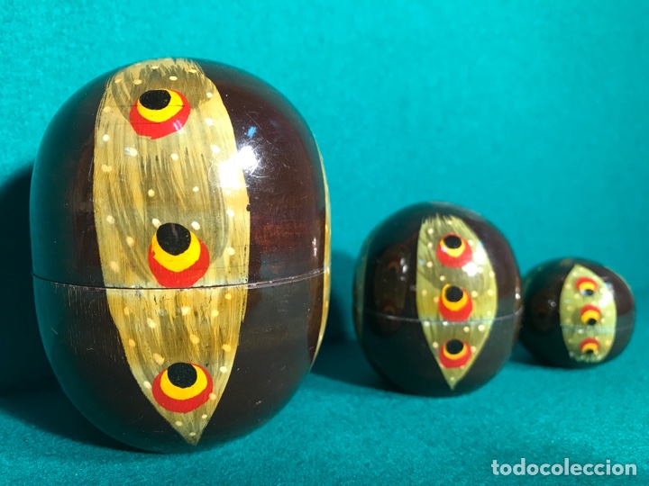 Vintage: Huevos de madera pintados a mano
