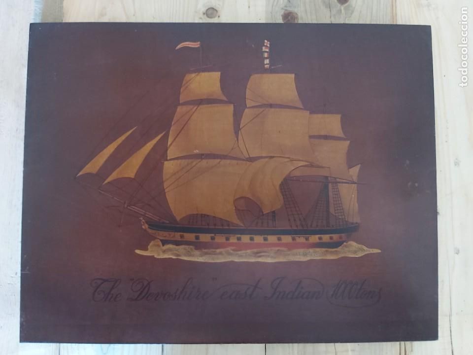 Vintage: Velero. The Devonshire east Indian. sobre tabla de madera.