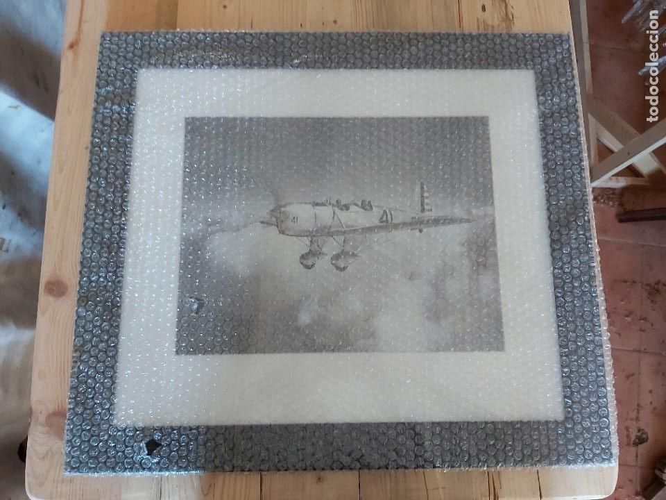 Vintage: G Antigua avioneta. L&aacute;mina en blanco y negro enmarcada.