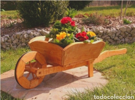 Vintage: Carretilla madera, jard&iacute;n