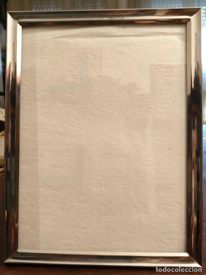 Vintage: Marco fotos / Portaretratos en acero y madera - Sobremesa - A&ntilde;os 70 - 22cm x 17cm Marco 1.50cm