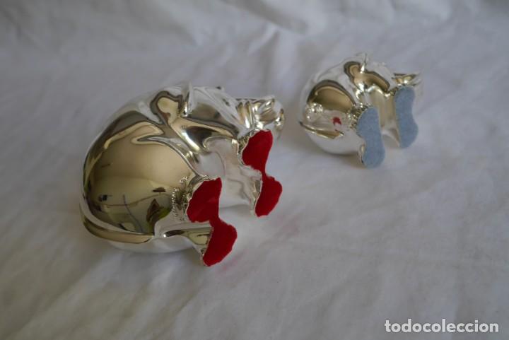 Vintage: 2 figuras de elefantes laminadas en plata - Foto 9