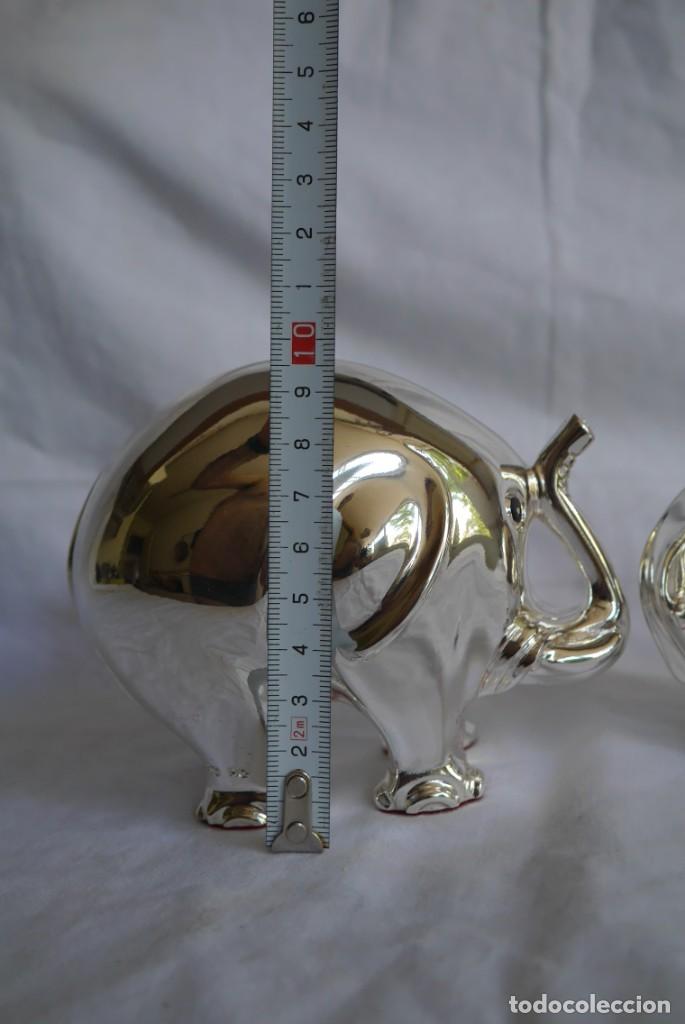Vintage: 2 figuras de elefantes laminadas en plata - Foto 10
