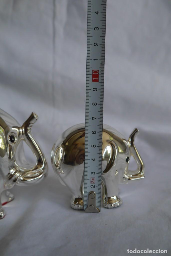 Vintage: 2 figuras de elefantes laminadas en plata - Foto 11
