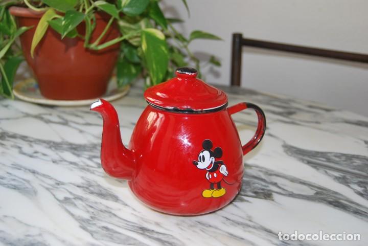 Vintage: TETERA DE HIERRO ESMALTADO - MICKEY MOUSE - WALT DISNEY - CAFETERA - Foto 3