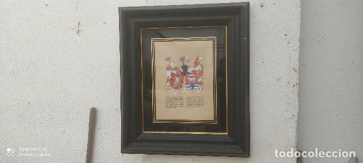 Vintage: cuadro con escudo familiar pintado - Foto 1