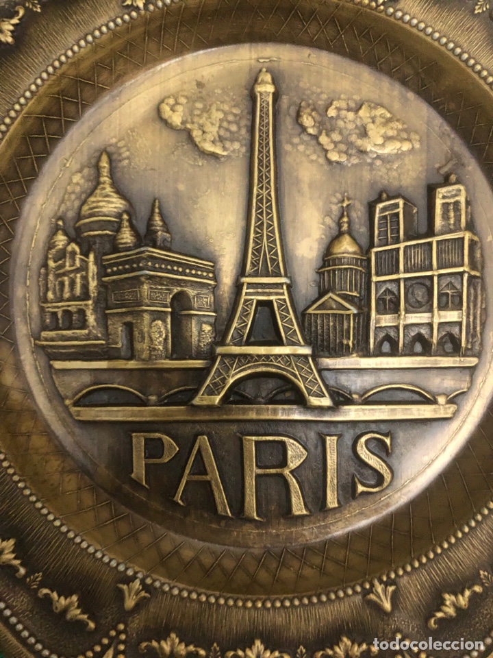 Vintage: Plato decorativo bronce Paris - Foto 3