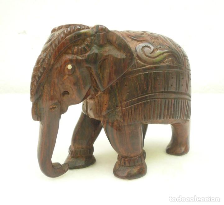 Vintage: ELEFANTE DE MADERA TALLA INDIA - Foto 1