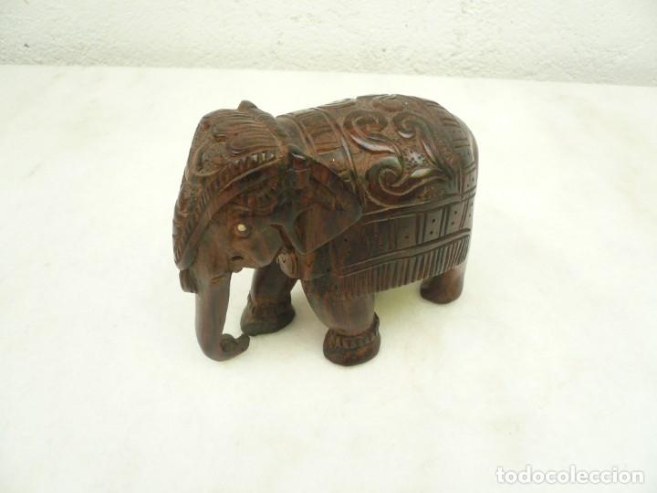 Vintage: ELEFANTE DE MADERA TALLA INDIA - Foto 2