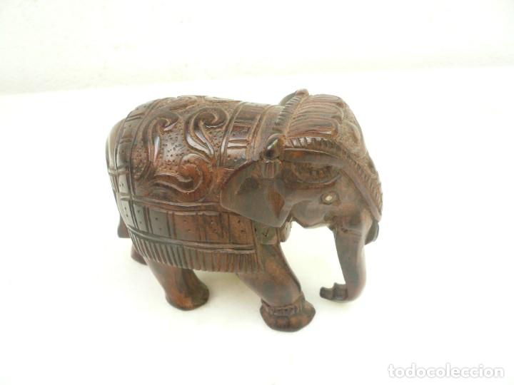 Vintage: ELEFANTE DE MADERA TALLA INDIA - Foto 3