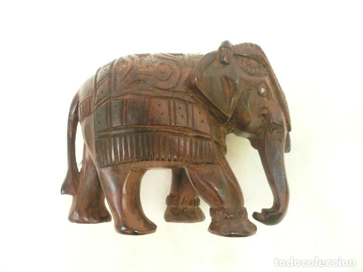 Vintage: ELEFANTE DE MADERA TALLA INDIA - Foto 5