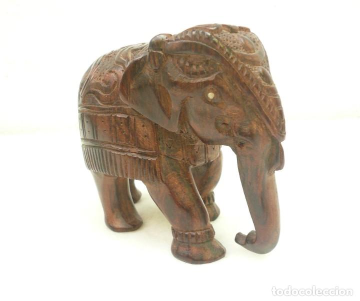 Vintage: ELEFANTE DE MADERA TALLA INDIA - Foto 6
