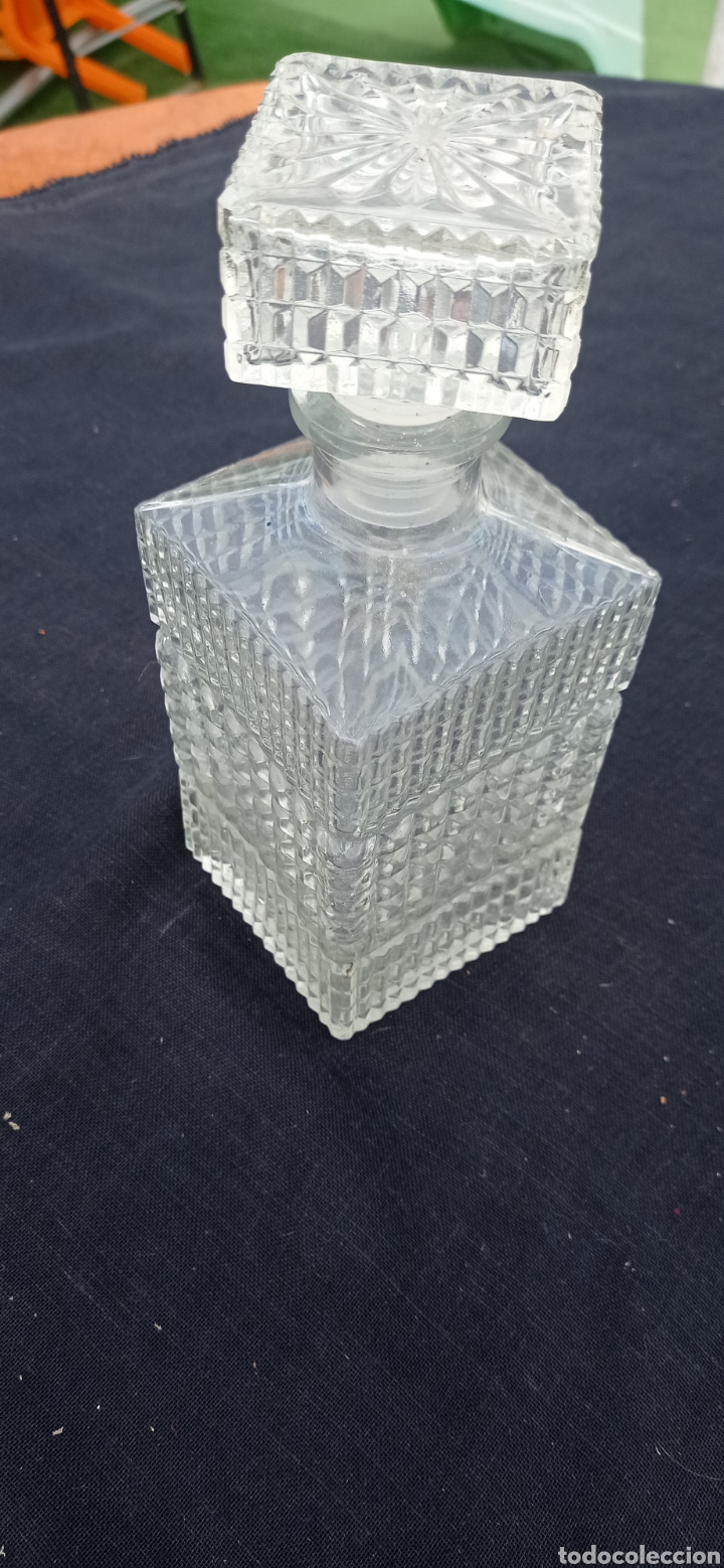 Vintage: Botella cristal cuadrada vintage cristal grueso Frances