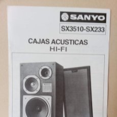 Vintage: MANUAL SANYO - CAJAS ACÚSTICAS HI-FI SX3510-SX233