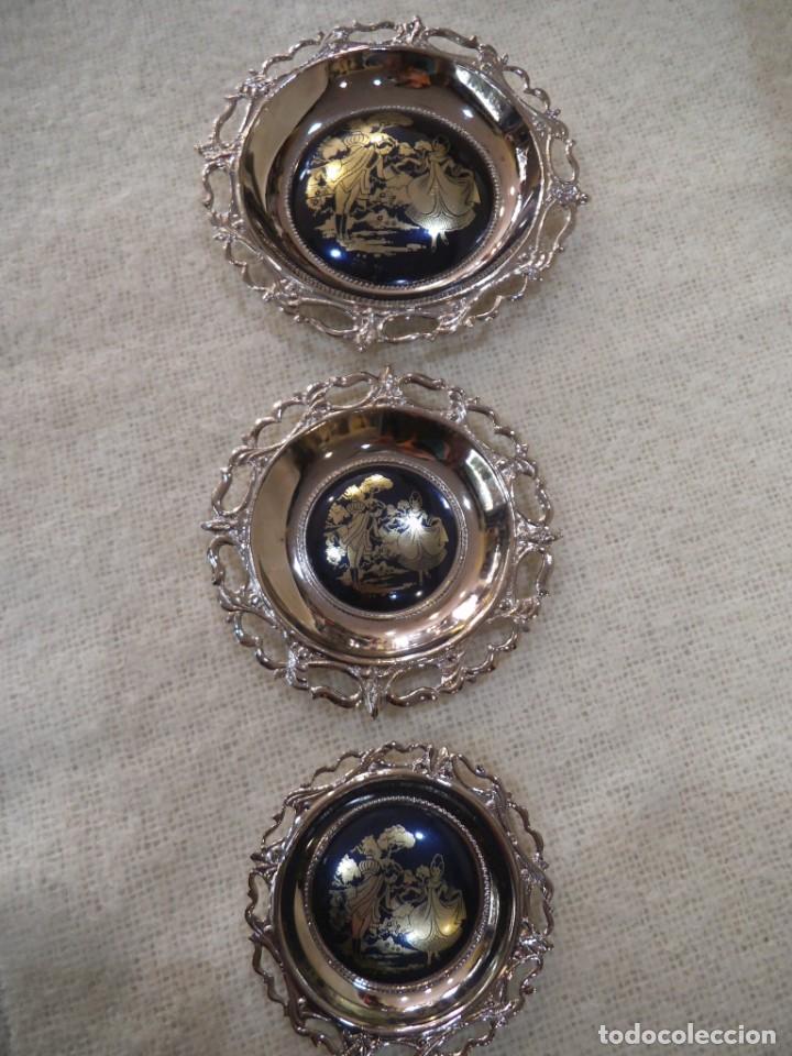 Vintage: TRES BANDEJAS ( CROMADAS ) REDONDAS AZUL - Foto 2