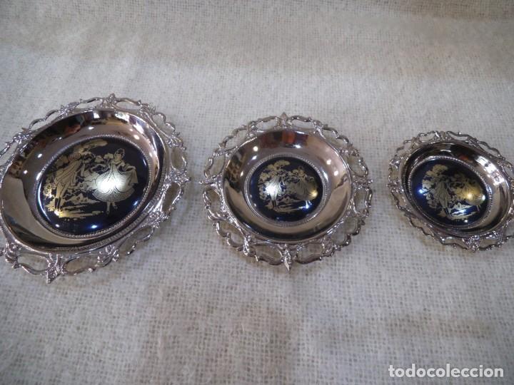 Vintage: TRES BANDEJAS ( CROMADAS ) REDONDAS AZUL - Foto 6