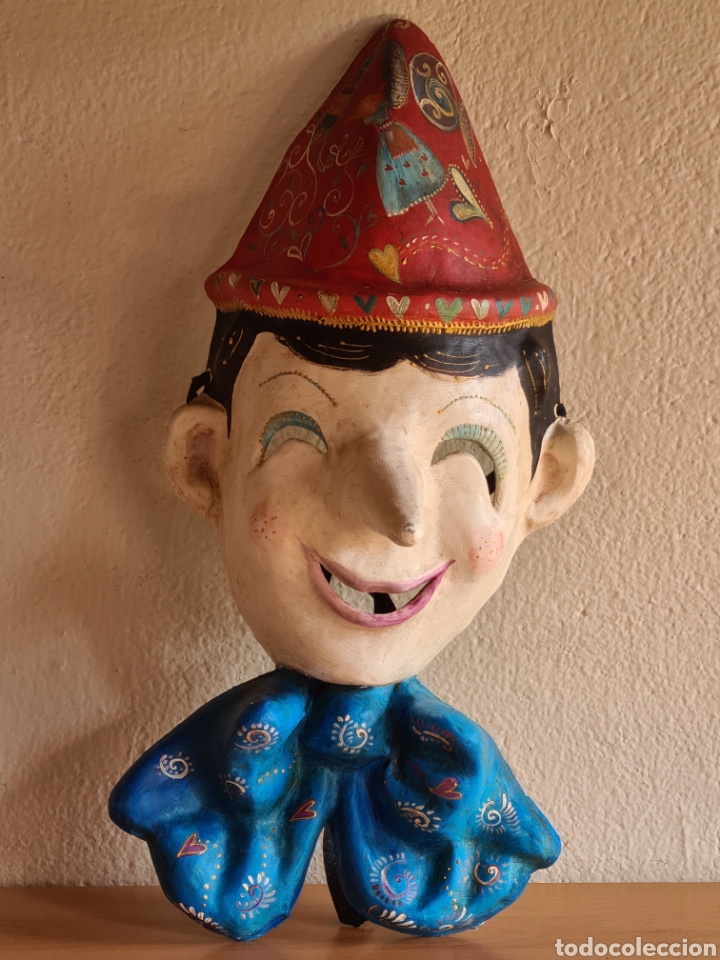 Vintage: M&aacute;scara Veneciana Pinocho Papel Mach&eacute; - Pinocchio Buratino - Venecia Italia Decoraci&oacute;n Vintage Masks
