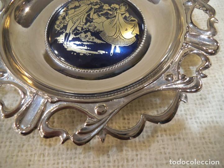 Vintage: BANDEJA ( CROMADA ) REDONDA G. AZUL - Foto 3