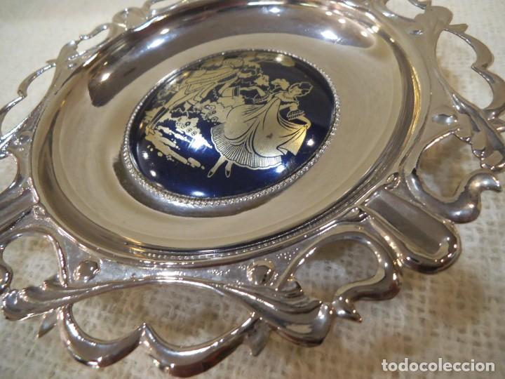 Vintage: BANDEJA ( CROMADA ) REDONDA G. AZUL - Foto 5