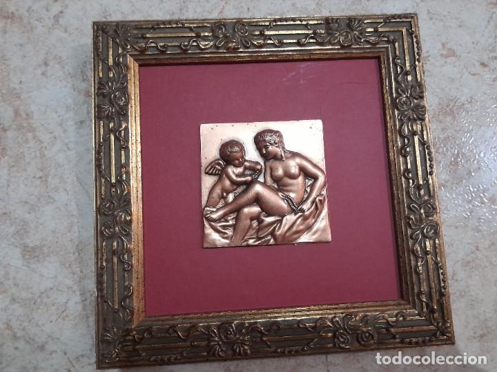 Vintage: 2 CUADROS CON QUERUBINES Y MUJER 20 X 20 CM - Foto 2