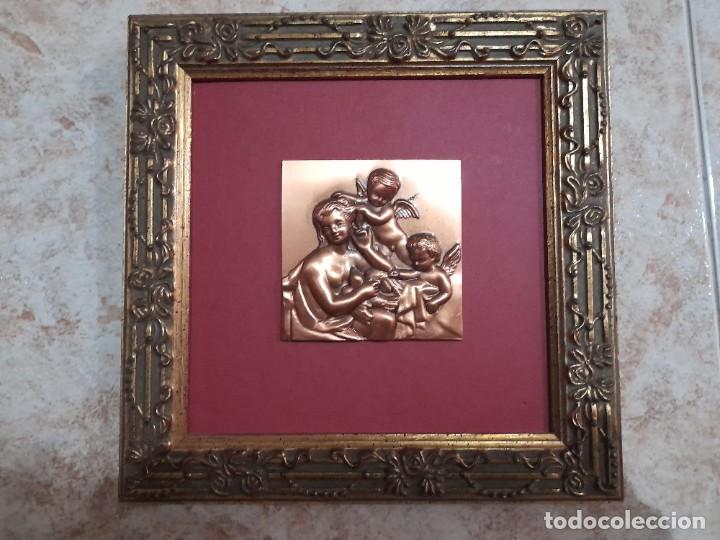 Vintage: 2 CUADROS CON QUERUBINES Y MUJER 20 X 20 CM - Foto 3